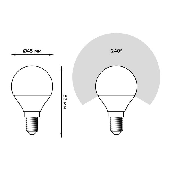 Лампа светодиодная Gauss 6.5Вт Е14 шар 4100K свет нейтральный белый
