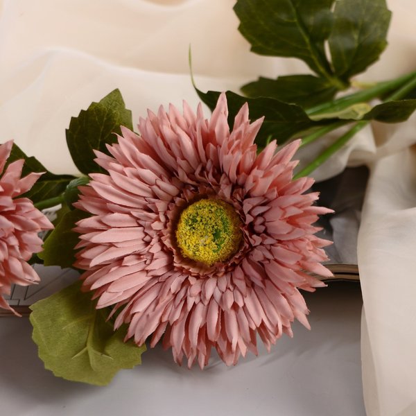 Цветок искусственный Хризантема колор галант 10х60см, розовый  
