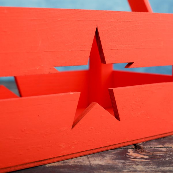 Кашпо деревянное 24,5×13,5×9см Двушка Лайт двухреечное звезда красный 