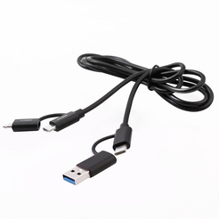 Кабель 4в1 USB/Type C-Type C/Lightning 5А черный 1,2м ERGOLUX