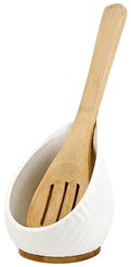 Подставка д/ложки Nouvelle Home Naturel 10х10х22см фарфор, ложка бамбук