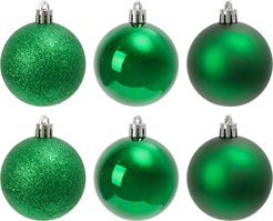 Набор шаров 6шт 6см зеленый (глянец: 2шт, матовые: 2шт, глиттер: 2шт) JNPM25-01-GR