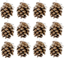 Набор украшений Шишки 12шт 4,5см, натуральные заснеженные, SYXGJB-0424030