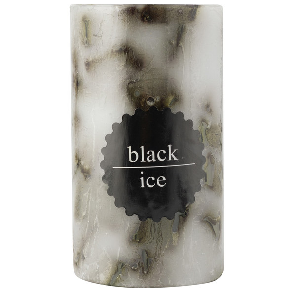 Свеча столбик рустик 70х130 ароматическая меланж Черный лед