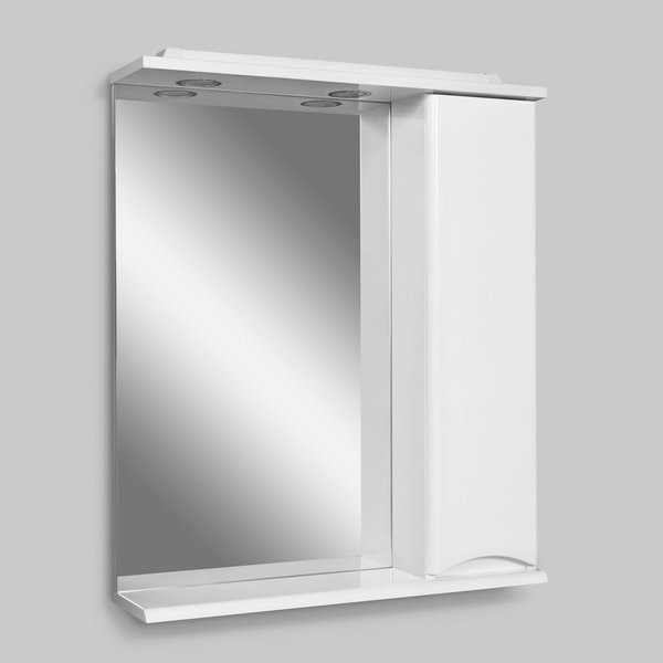 Зеркало-шкаф Like правый 65см с подсветкой белый глянец M80MPR0651WG