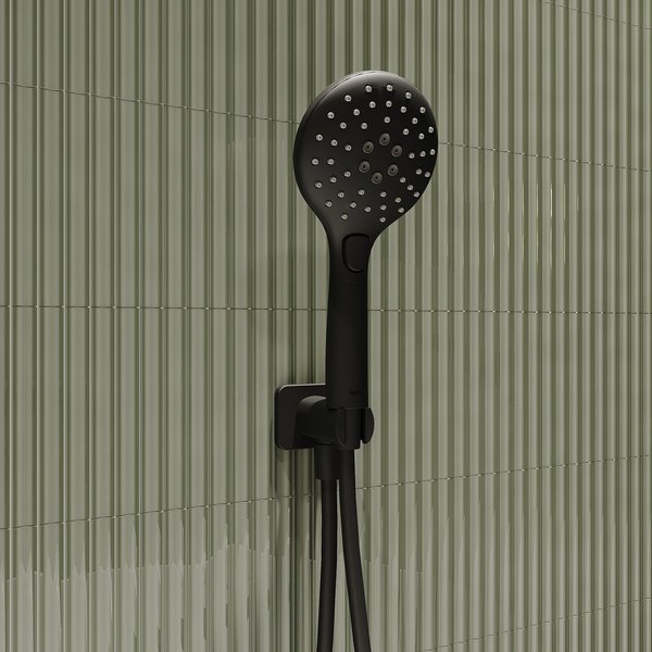 Комплект душевой системы скрытого монтажа IDDIS Ray RAYBL02i67 с тропическим душем и ручным душем, черный мато