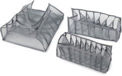 Набор органайзеров д/хранения Qually 3шт 28x28x12см (1шт), 12x28x12см(2шт) серый