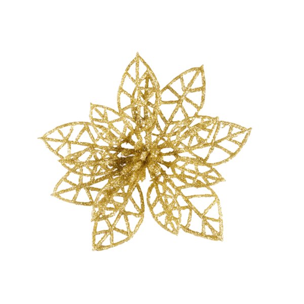 Украшение SY17GJ-057G цветок пуансетия 10см,золото (6шт)