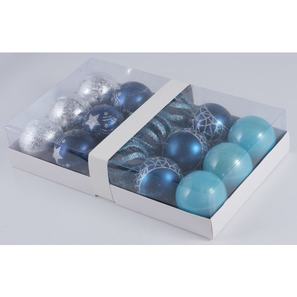 Набор шаров 15шт 6см, серебро+голубой+темно-зеленый, SYQB2-0123190