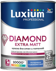 Краска для стен и потолков Luxium Diamond Extra Matt BW глубокоматовая белая (1л)