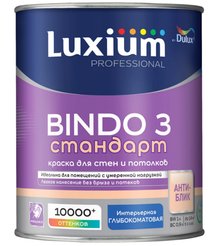 Краска для стен и потолков Luxium BINDO 3 BW глубокоматовая белая (1л)
