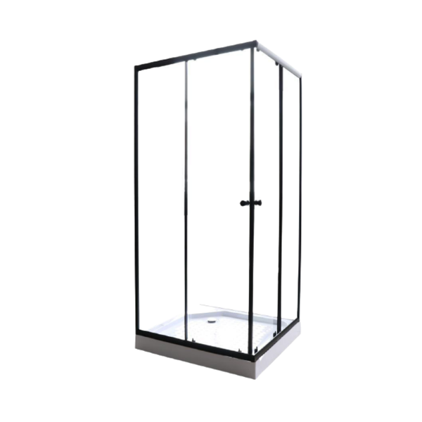 Ограждение душевое ZEQ911B PARLY (90х90х190) прозрачное стекло,профиль чёрный, низкий квадратный поддон