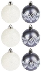 Набор шаров 6шт 6см серый+белый SYQB-0122260