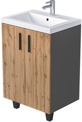 Тумба напольная VEIN 60см антрацит/дуб вотан в комплекте с раковиной