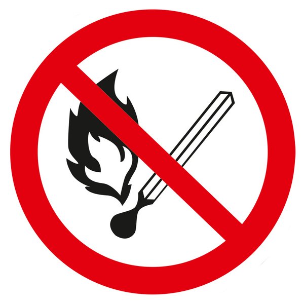 Табличка Запрещается пользоваться открытым огнем и курить d180мм