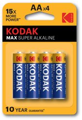 Батарейка алкалиновая Kodak LR6-4BL MAX SUPER 4шт