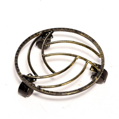 Подставка для цветов на 1 горшок 30х30см h6см, на колесах, металл, черное золото, 12-004