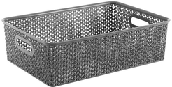 Корзинка д/хранения Violet Вязь7,5л 35х 24,5х10,5см серый ПП