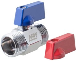 Кран латунный шаровый (мини) 1/2" наружная-наружная резьба, ручка флажок