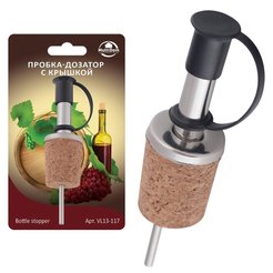 Пробка-дозатор MultiDom с крышкой нерж.сталь, дерево, полипропилен