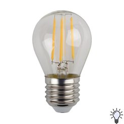 Лампа светодиодная ЭРА F-LED P45-9W-840-E27 9Вт филамент шар нейтральный белый свет Е27