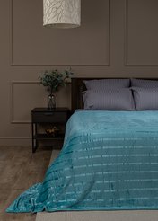 Плед однотонный страйп морская волна 200х220см