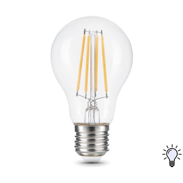 Лампа светодиодная Gauss Filament 12Вт Е27 груша 4100К свет нейтральный белый