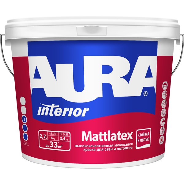 Краска моющаяся интерьерная AURA Mattlatex (2,7л)