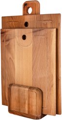 Комплект доска разделочная 2шт 35х24,5х1,6см/ 30х22х1,6см бук+держатель