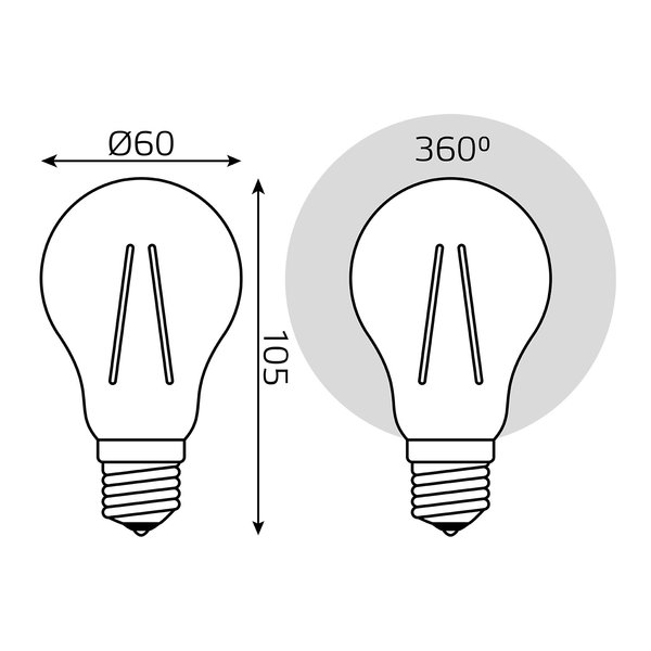 Лампа светодиодная Gauss Filament 12Вт Е27 груша 2700К свет теплый