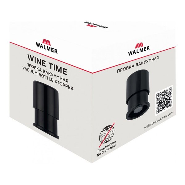 Пробка вакуумная д/бутылки Walmer Wine time 4,2х4,2х6см пластик