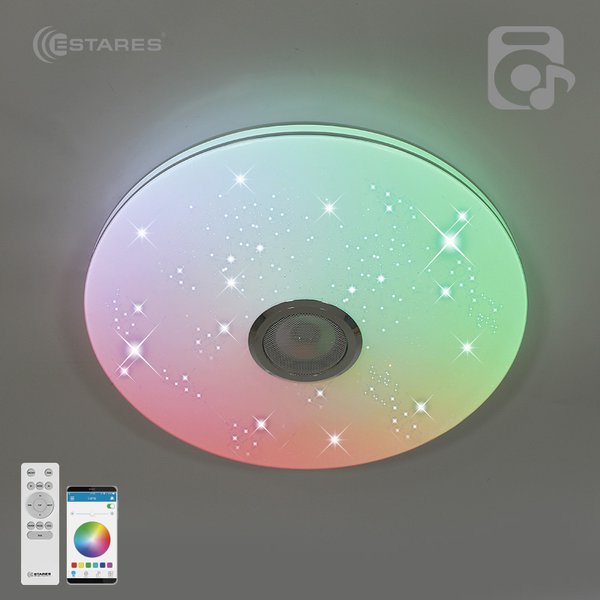 Люстра светодиодная 60W MUSIC RGB R-APP-390-WHITE/CHROME с пультом ДУ 