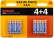 Батарейка алкалиновая Kodak LR03 4+4BL MAX SUPER Alkaline 8шт