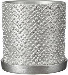 Горшок бетонный Бисер d15см h15см v1,8л, цилиндр, серебро