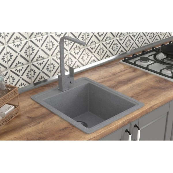 Мойка кухонная MIXLINE ML-GMS18 Стандарт 415х490х190мм прямоугольная, серый