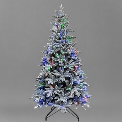 Ель искусственная Мадлен 210см, флокированная, 500LED, мультиколор, ПЭ+ПВХ