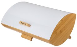 Хлебница Agness White 35х25х15,5см бамбук, крышка сталь окрашенная