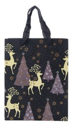 Пакет бумажный новогодний Елки и олени 23х18х10см 210г, SYLPD23-003