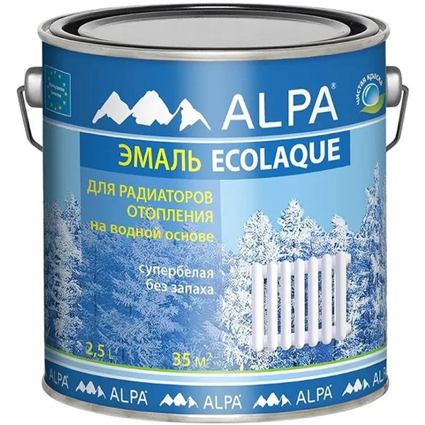 Эмаль для радиаторов акриловая ALPA Экоэмаль белая полуматовая (2,5л)