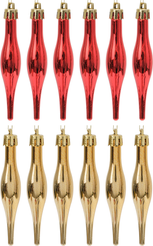 Набор украшений Сосульки 12шт 10см, красный+золото, SYQD1-0125311