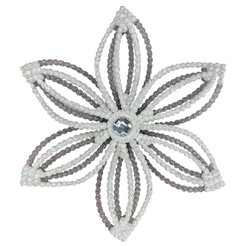 Украшение елочное Снежинка Эдельвейс серебро/белый 120x40мм