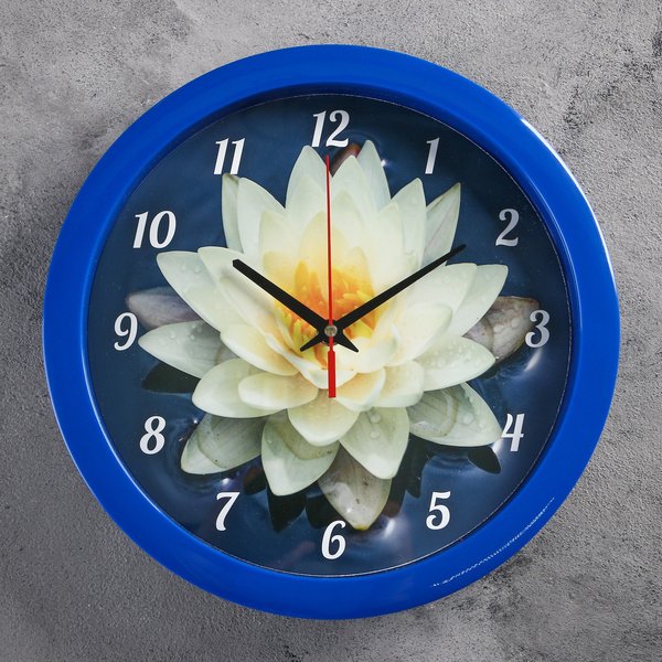 Часы настенные Цветы Кувшинка плавный ход d28см 