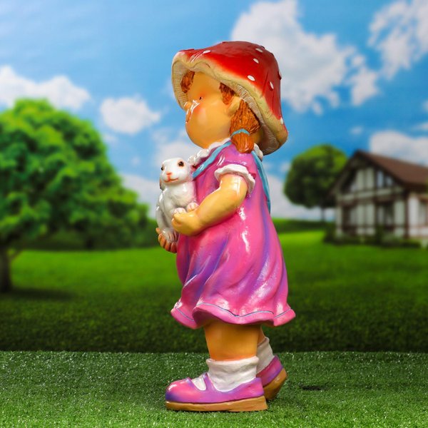 Фигура садовая Девочка с кроликом 16х20х45см