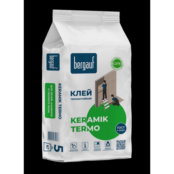 Клей для плитки термостойкий Keramik Termo Bergauf 5кг