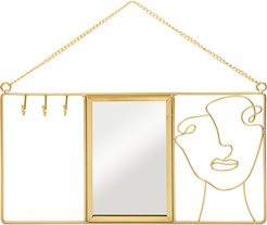 Держатель для ювелирных украшений с зеркалом 40х20х3 золотой