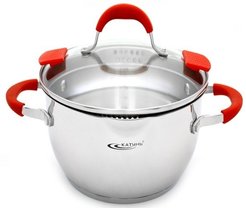 Кастрюля Катунь Аврора 2,2л нерж.сталь, крышка стекло, индукция