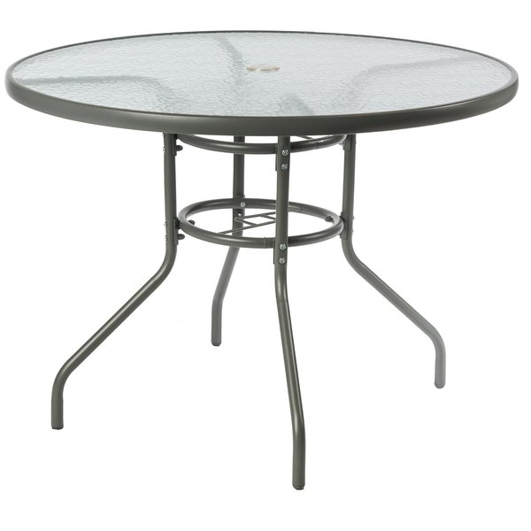 Набор садовой мебели Юта (стол+4 стула), сталь/стекло/текстилен, серый, F0827
