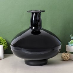 Ваза стеклянная Черный глянец бутыл 28х30см