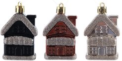 Набор украшений Домики 3шт 8х5х3см, кофе+шампанское+черный, SYQC-0123121