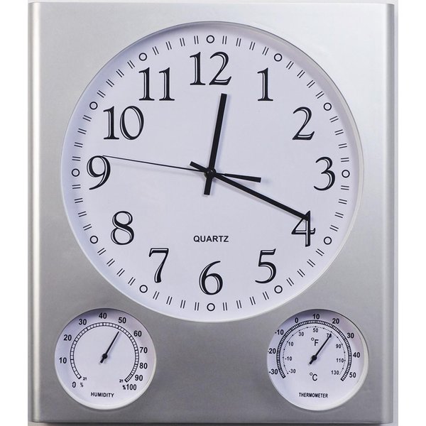 Часы настенные Арени 40х46 с термометром и гигрометром дискретный ход d32,5